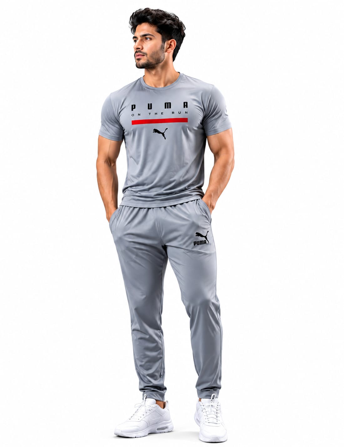 DryFit Tracksuit Grey/Red